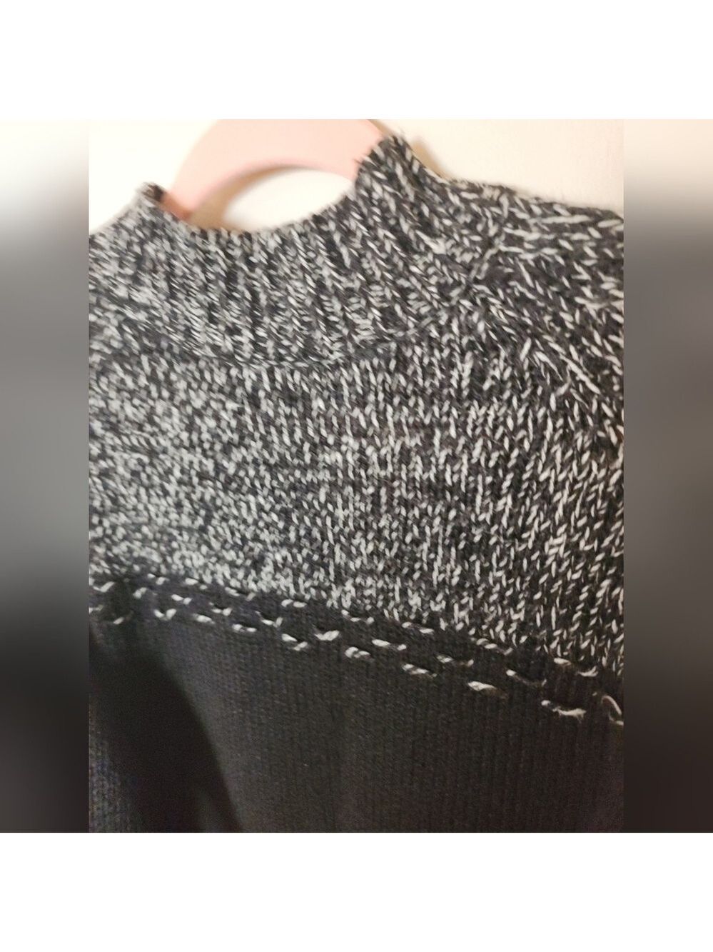 Vintage 90s Danielle Martin Black Marled Fisherman Sweater Ramie Blend Sz Large - Picture 4 of 5